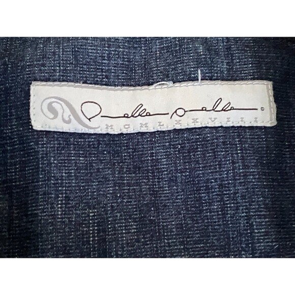 Vtg PELLE PELLE Denim Shirt Jacket Men's 4XL Dark Wash Fade Button Leather Trim - Picture 4 of 13